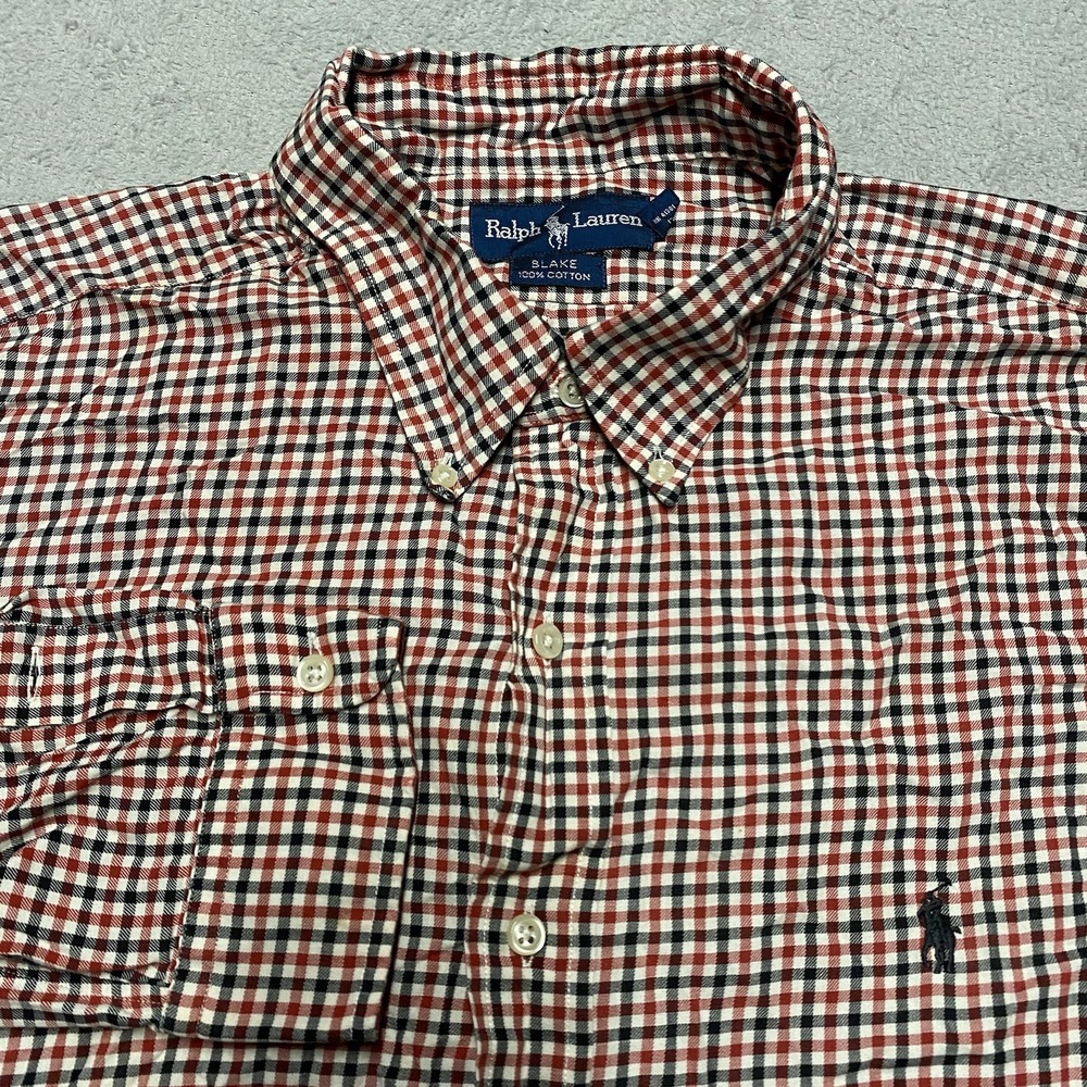 Ralph‎ Lauren Blake Shirt Mens XXL Black Red Check Preppy Pony Button Down